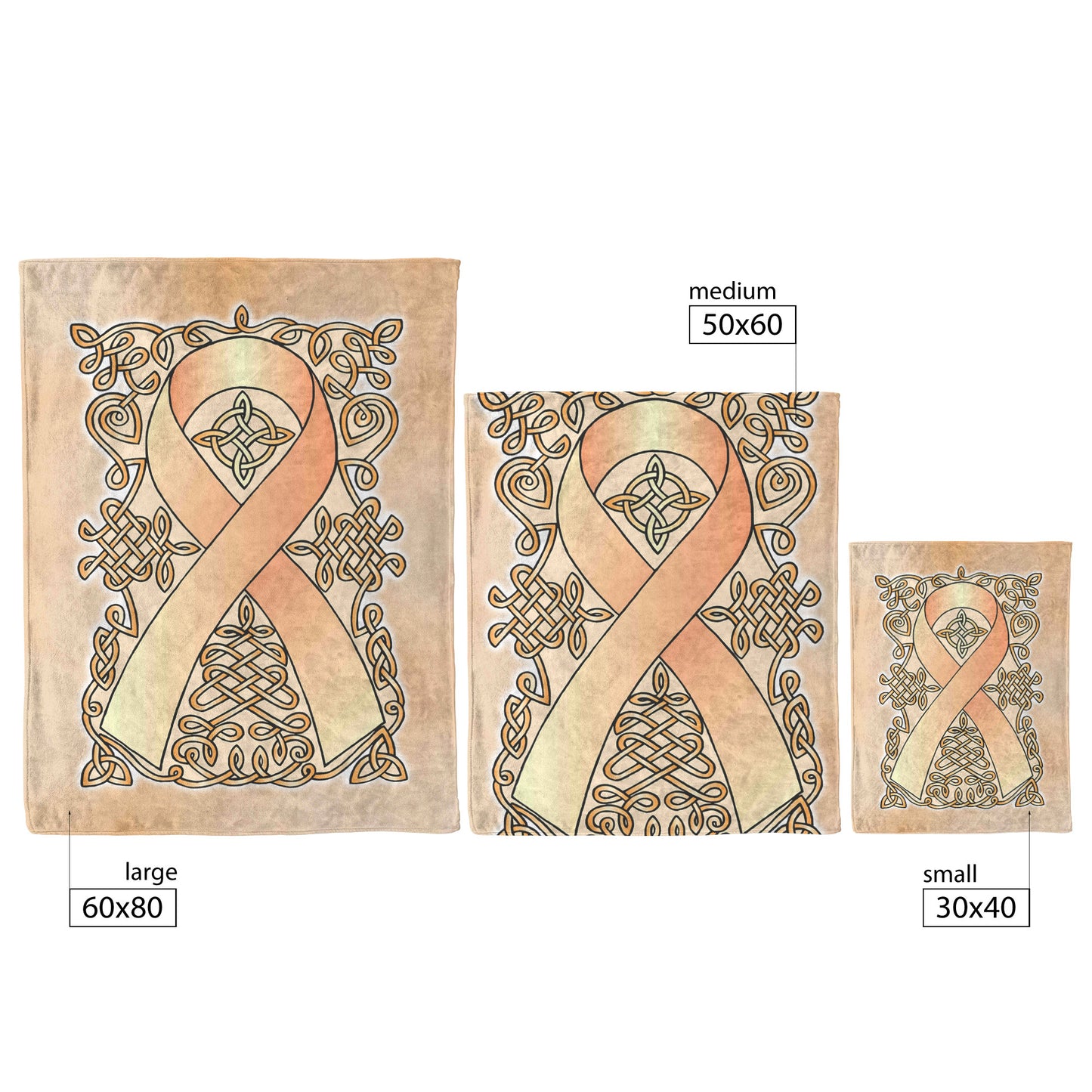 Celtic Awareness Ribbon Fleece Blanket - Peach