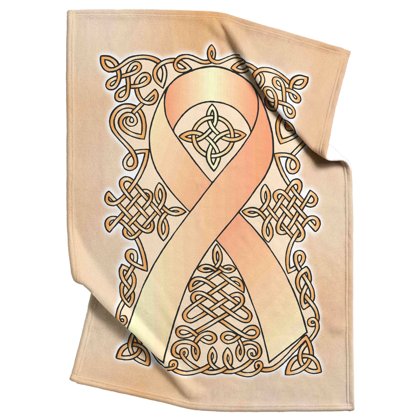 Celtic Awareness Ribbon Fleece Blanket - Peach