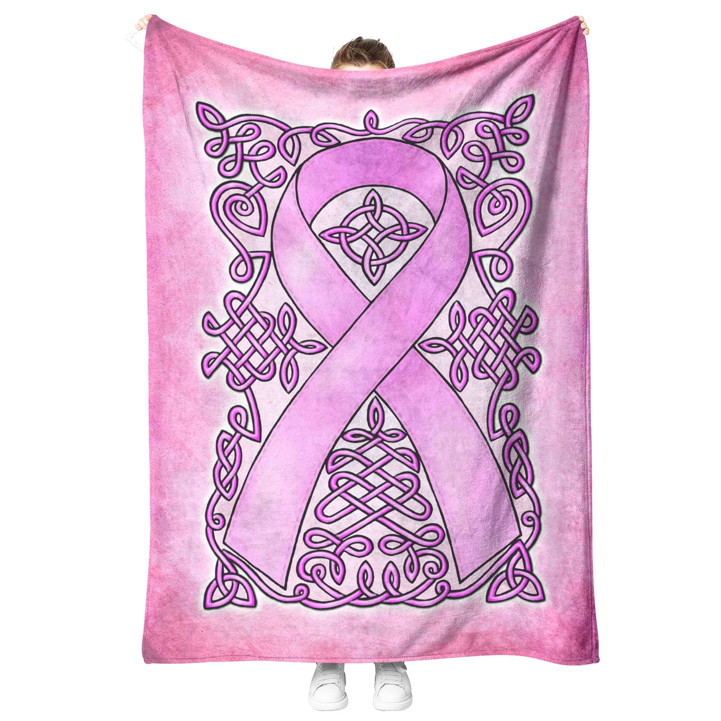 Celtic Awareness Ribbon Fleece Blanket - Pink