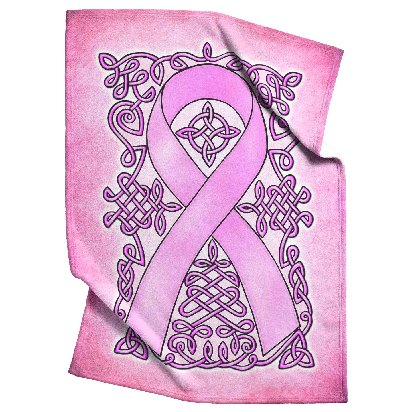Celtic Awareness Ribbon Fleece Blanket - Pink