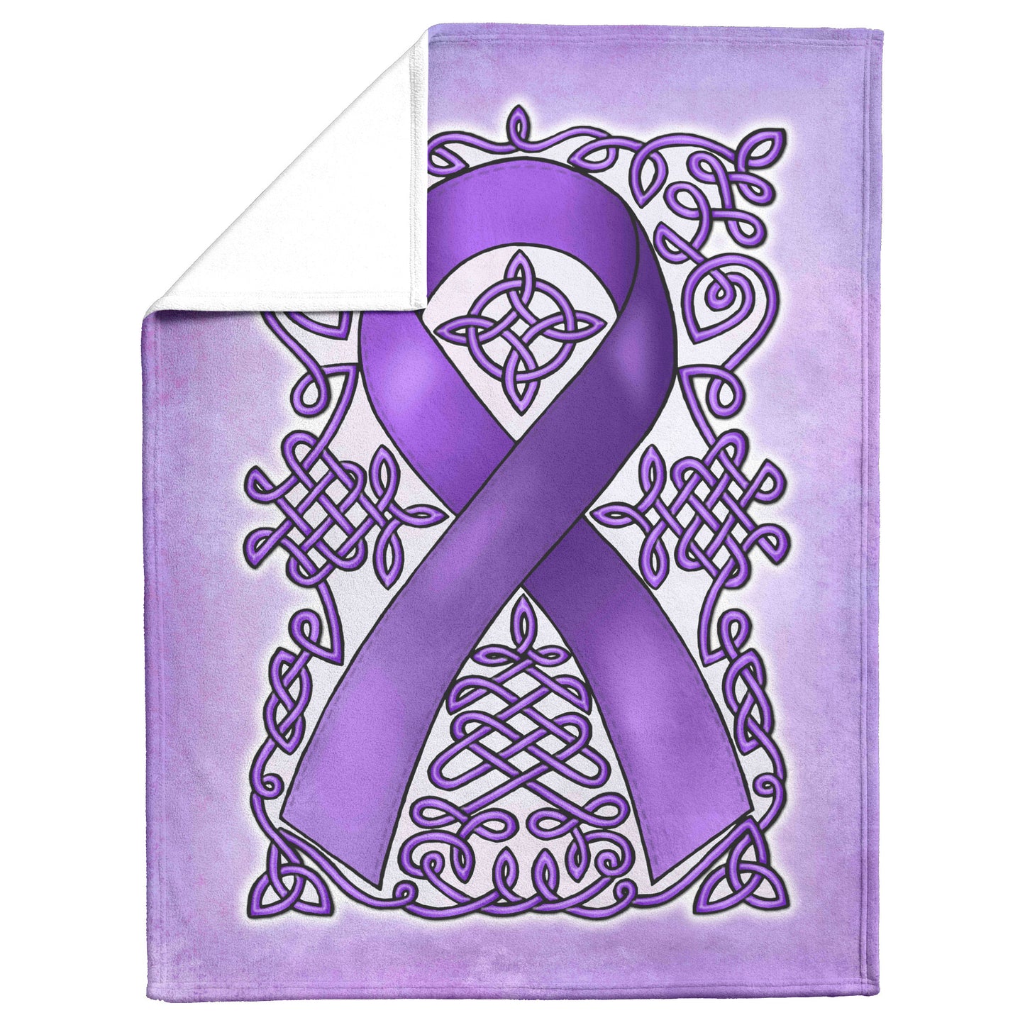 Celtic Awareness Ribbon Fleece Blanket - Purple