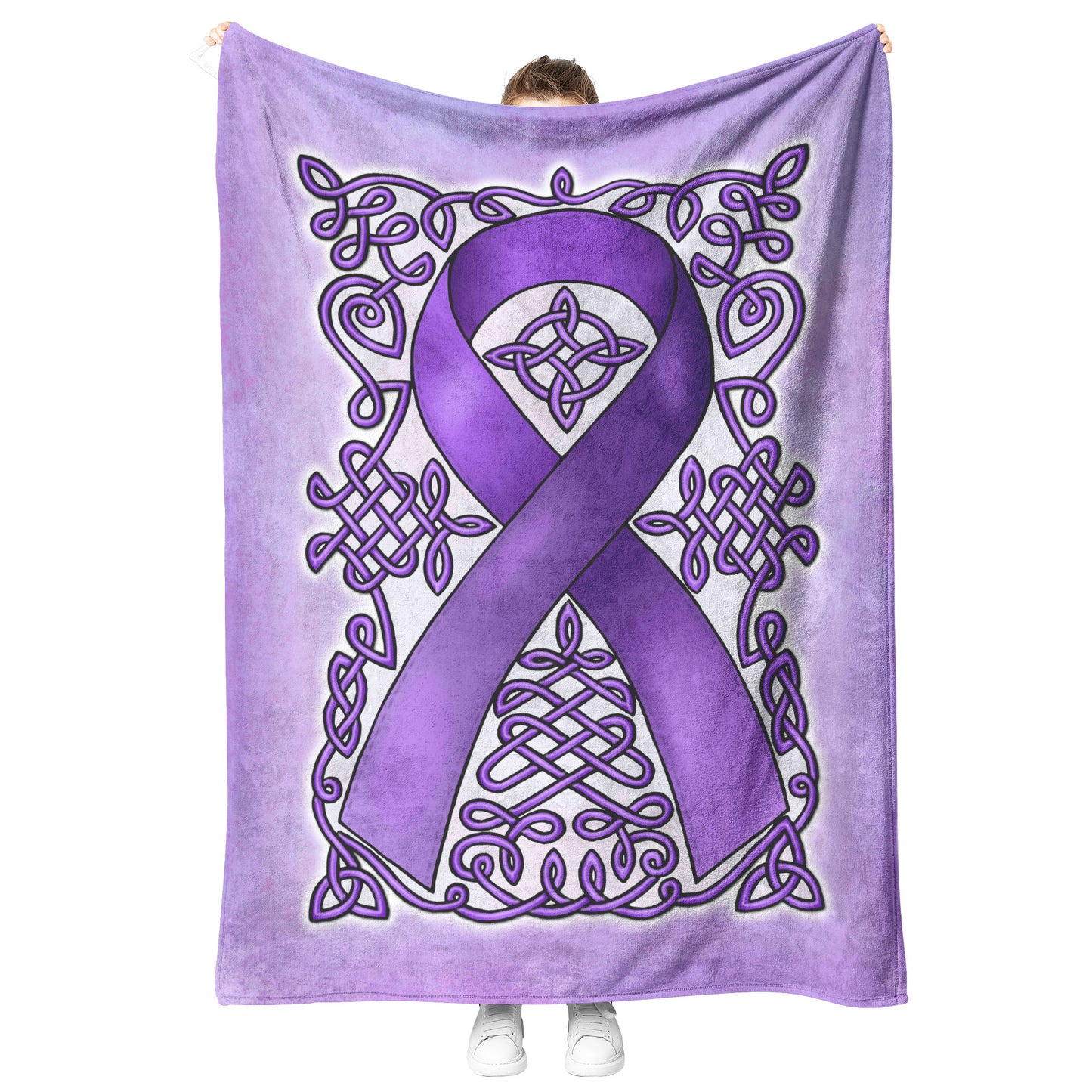 Celtic Awareness Ribbon Fleece Blanket - Purple