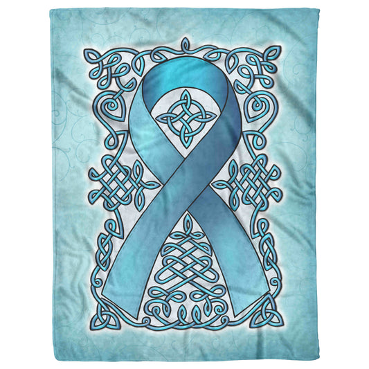 Celtic Awareness Ribbon Fleece Blanket - Turquoise