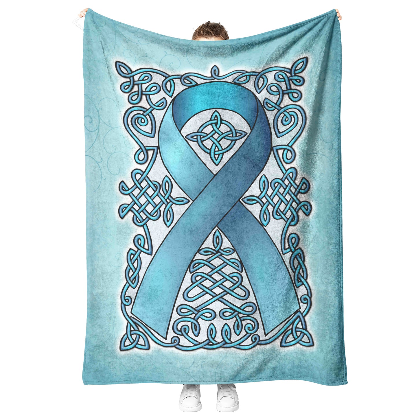 Celtic Awareness Ribbon Fleece Blanket - Turquoise
