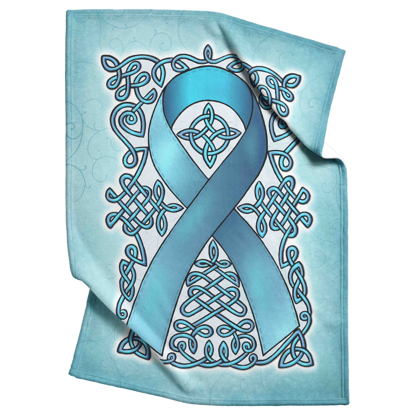 Celtic Awareness Ribbon Fleece Blanket - Turquoise