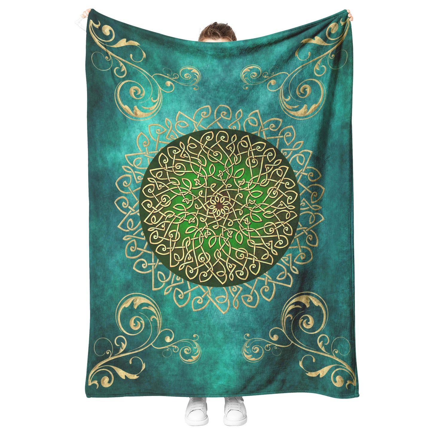 Celtic Burst Fleece Blanket - Sage