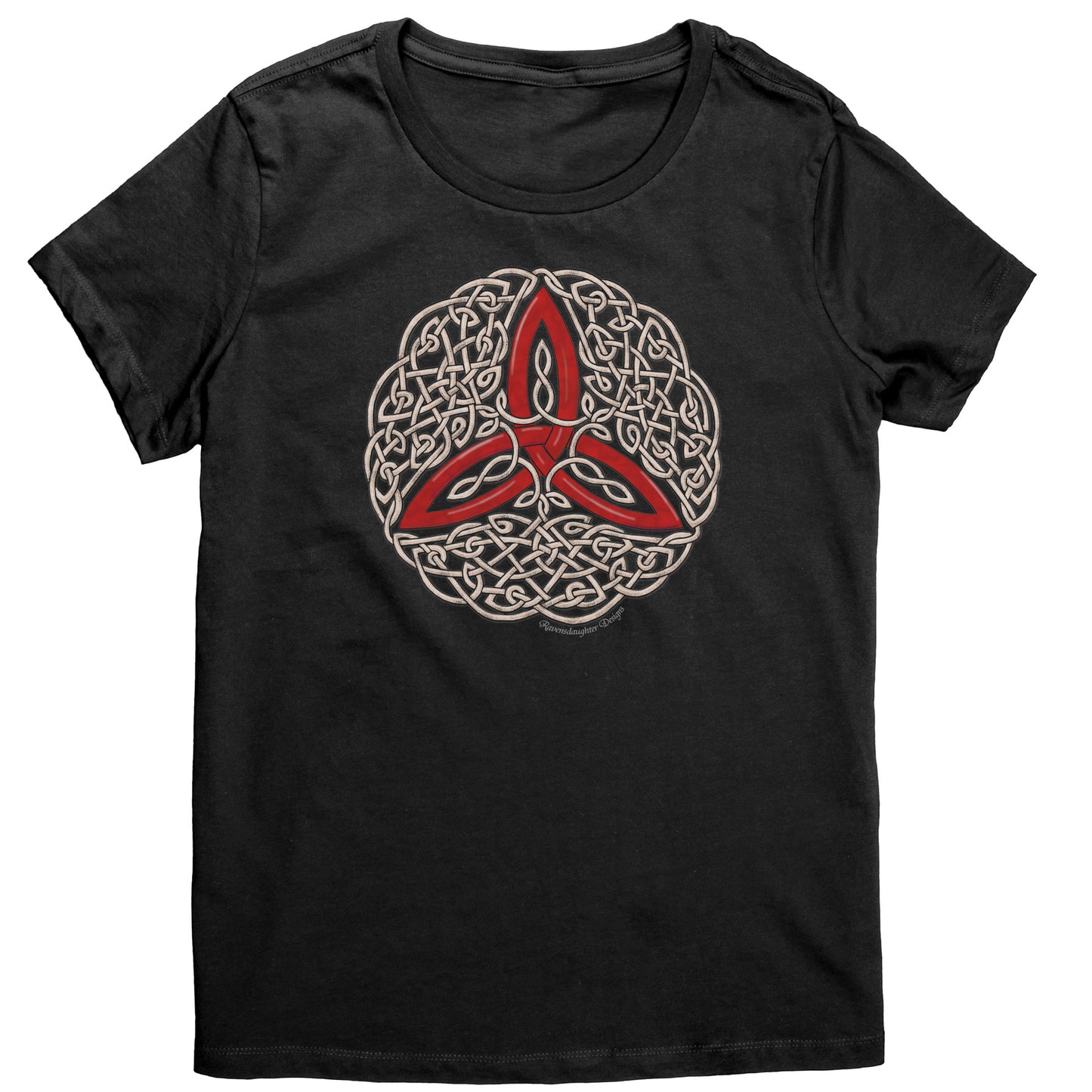 Celtic Flourish Trinity Knot - Red Womens T-Shirt