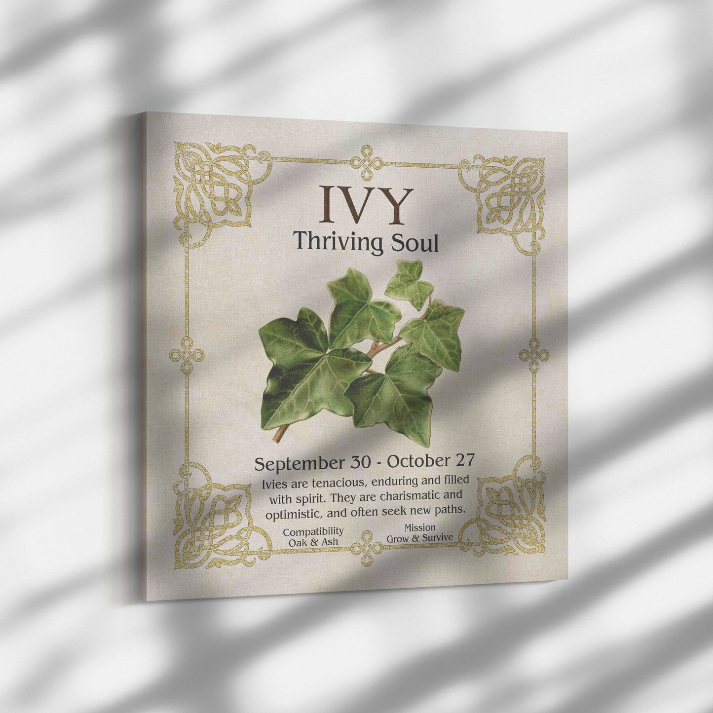Celtic Tree Zodiac Canvas Print - Ivy