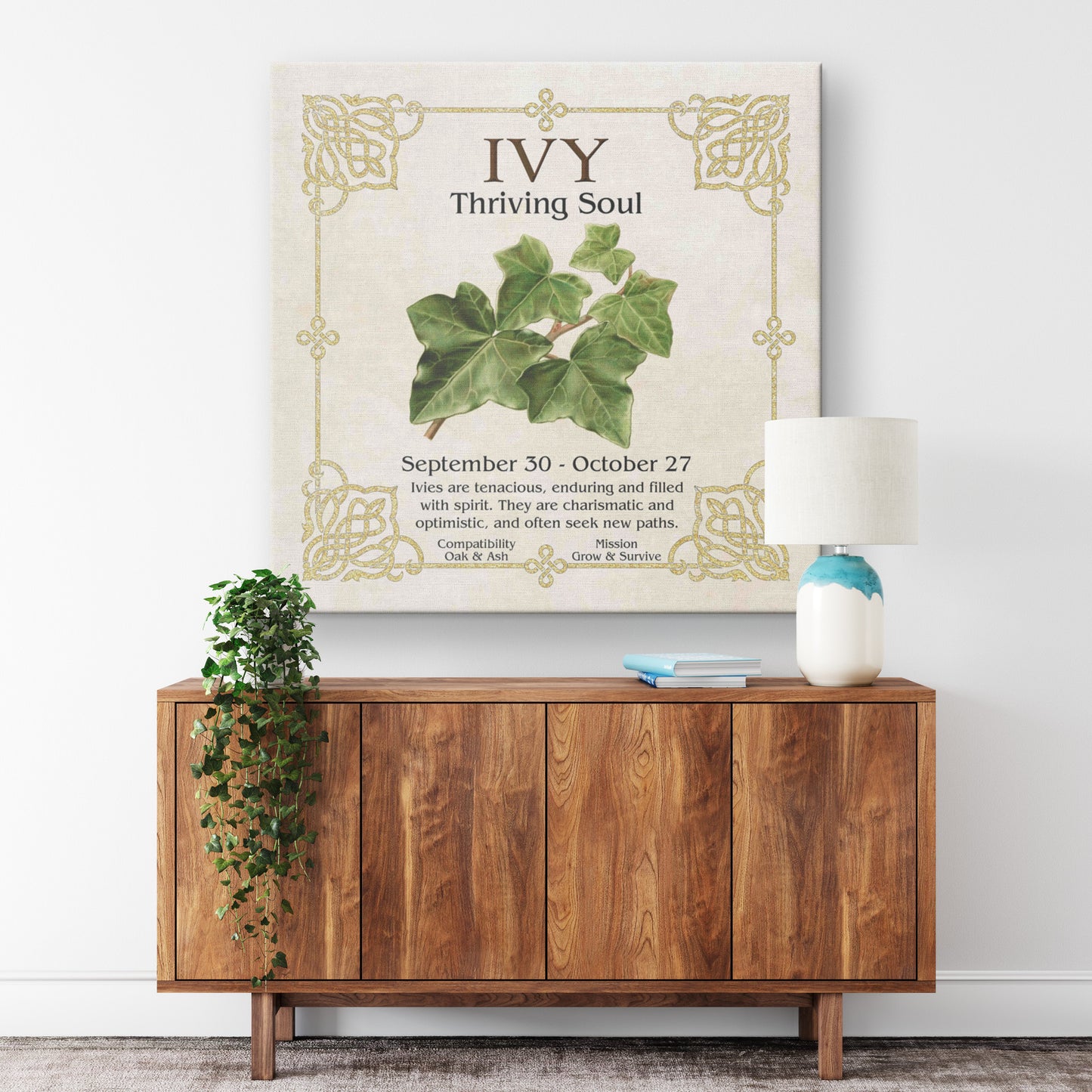 Celtic Tree Zodiac Canvas Print - Ivy