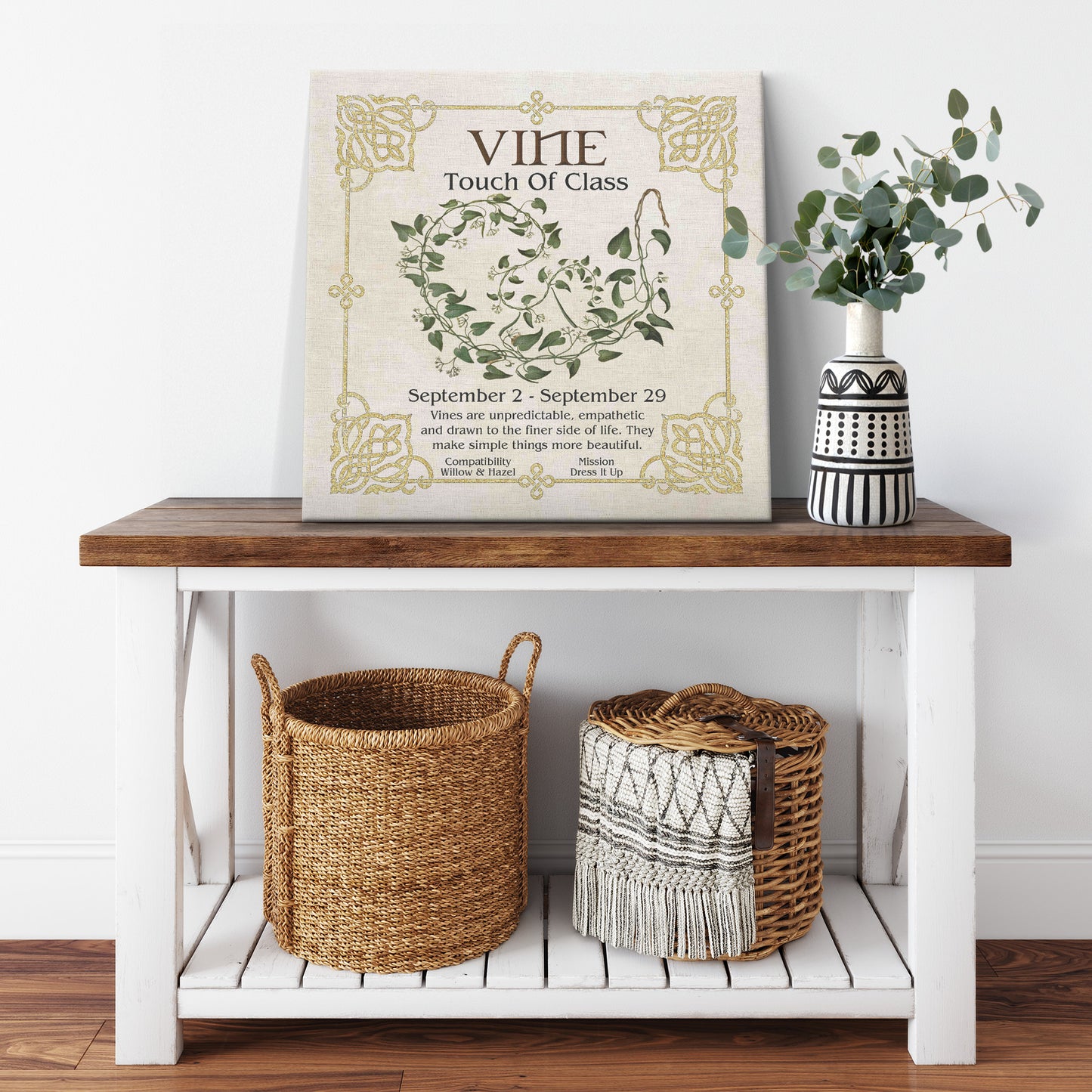 Celtic Tree Zodiac Canvas Print - Vine