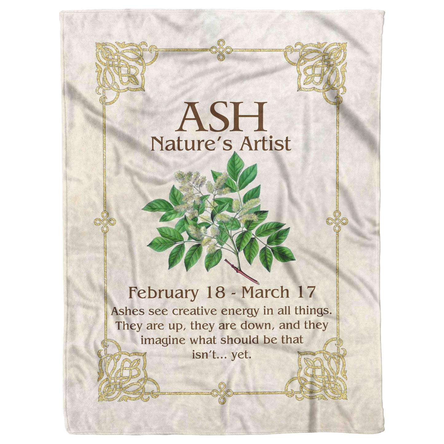 Celtic Tree Zodiac Fleece Blanket - Ash