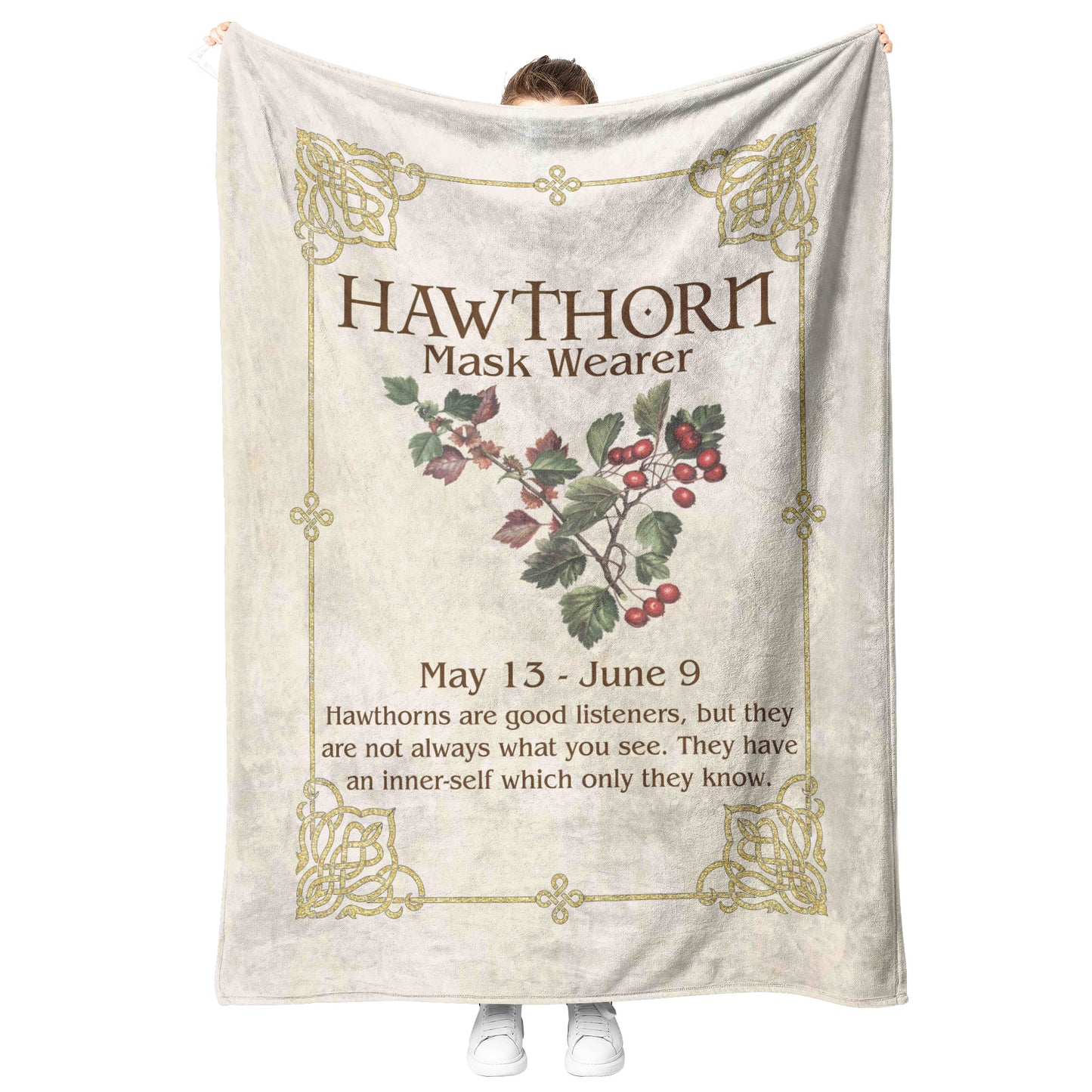 Celtic Tree Zodiac Fleece Blanket - Hawthorn