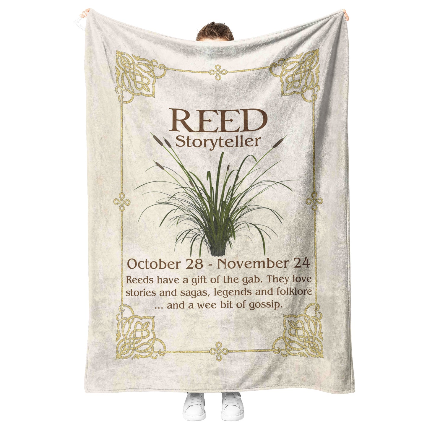 Celtic Tree Zodiac Fleece Blanket - Reed