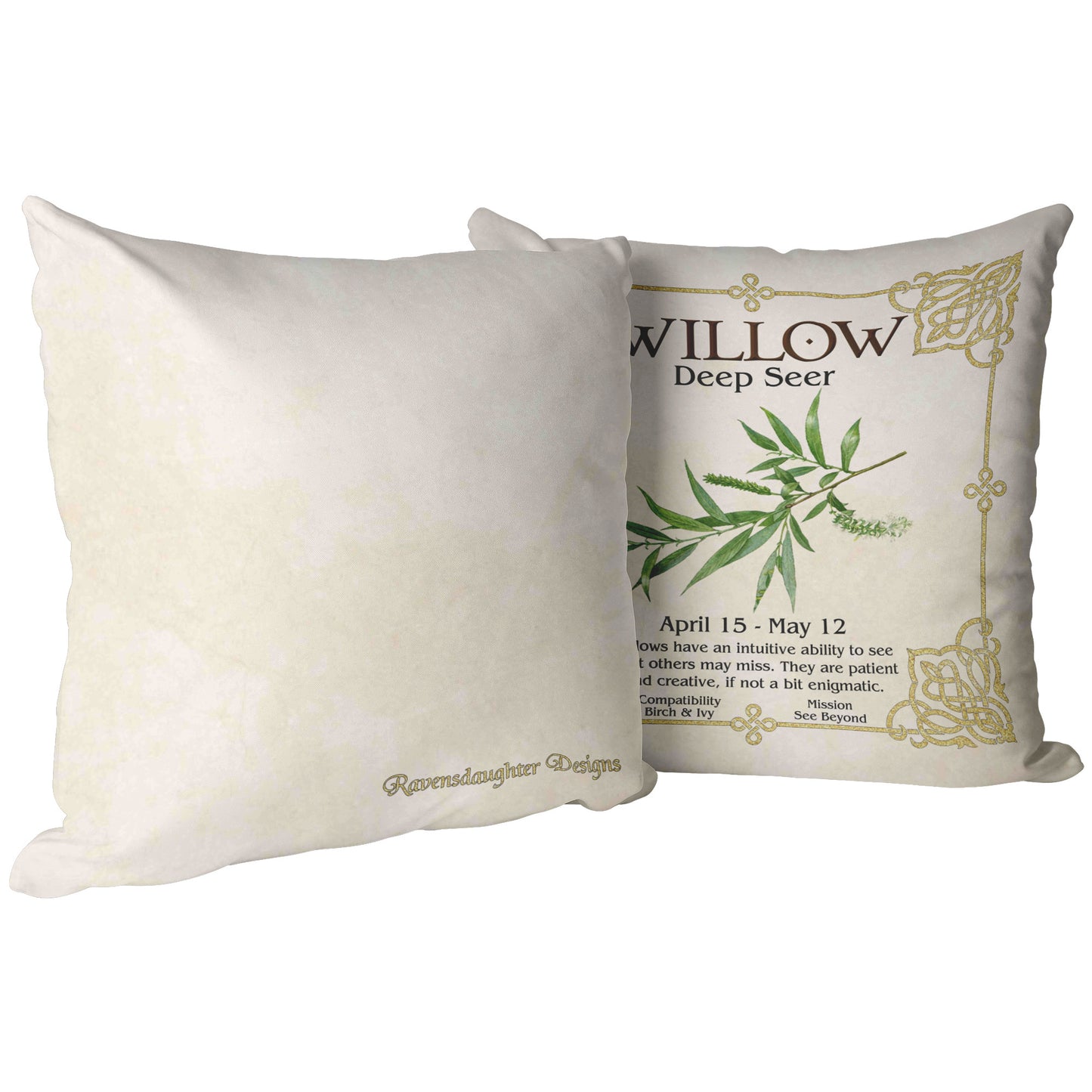 Celtic Tree Zodiac Throw Pillow - Willow