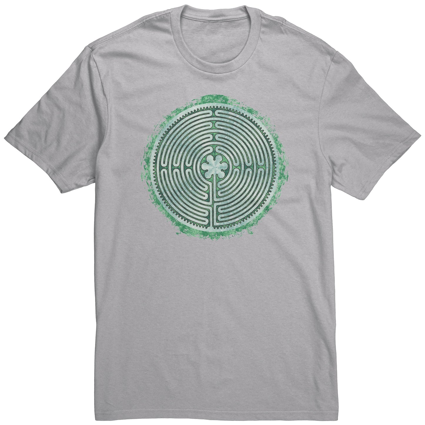 Chartres Labyrinth Green Grunge Unisex T-shirt
