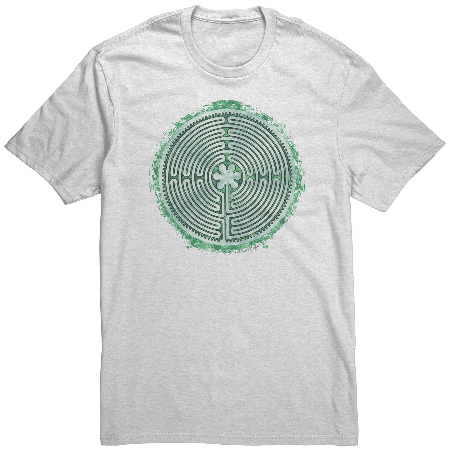 Chartres Labyrinth Green Grunge Unisex T-shirt