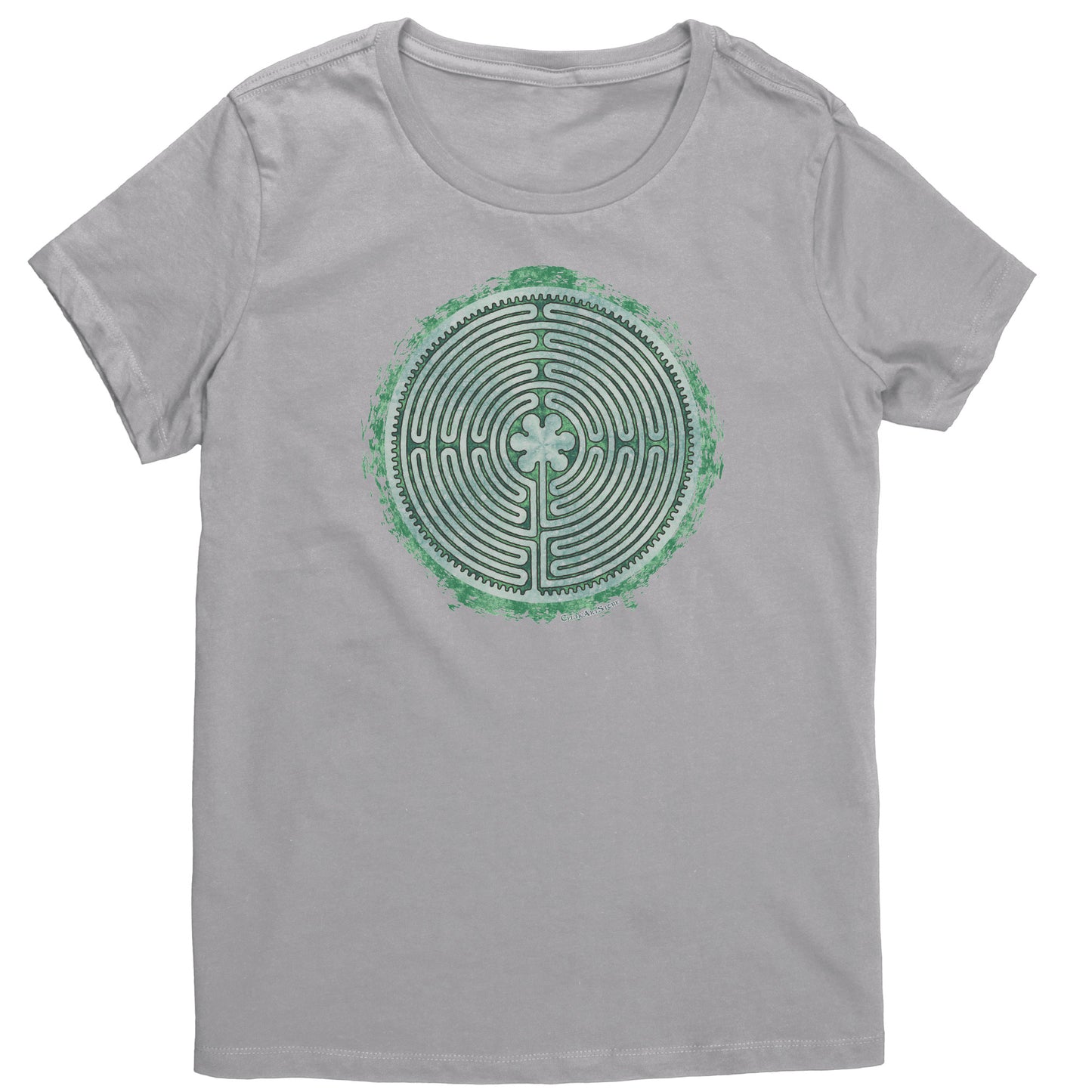 Chartres Labyrinth Green Grunge Women's T-shirt