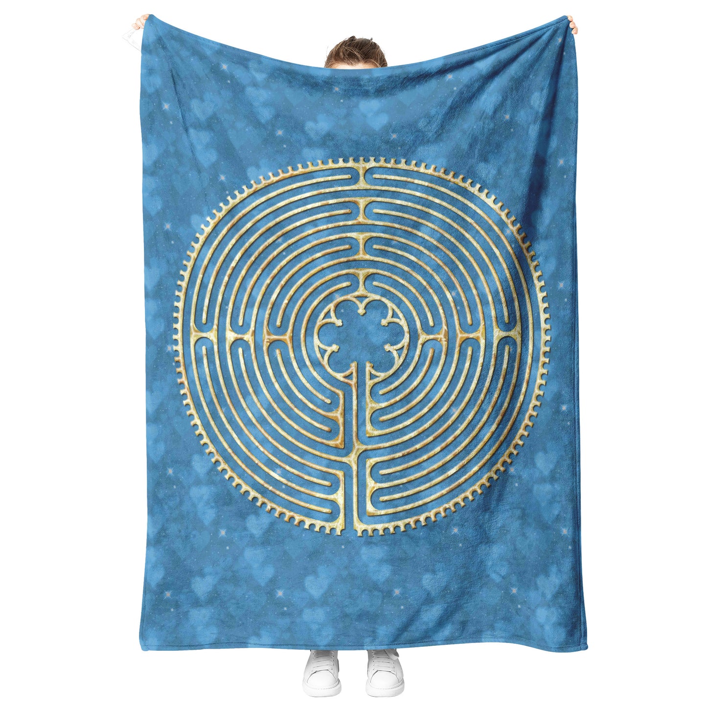 Chartres Labyrinth Therapy Blanket - Blue