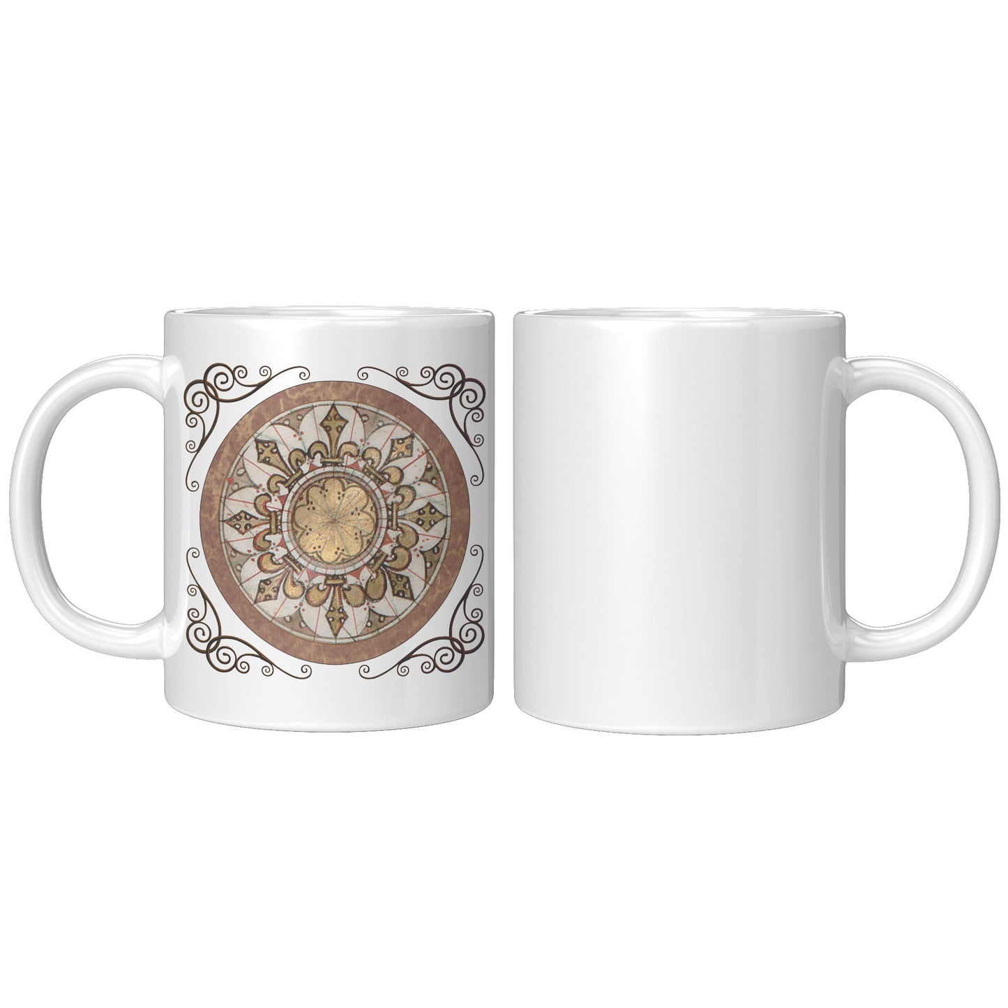 Compass Rose Accent Mug - Brown-Gold