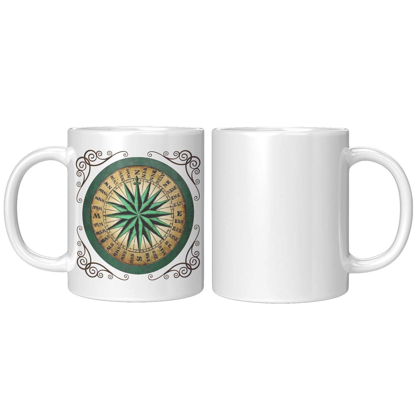 Compass Rose Accent Mug - Green