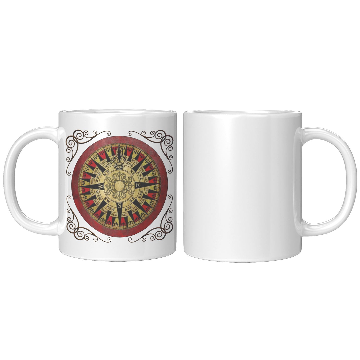 Compass Rose Accent Mug - Red-Black