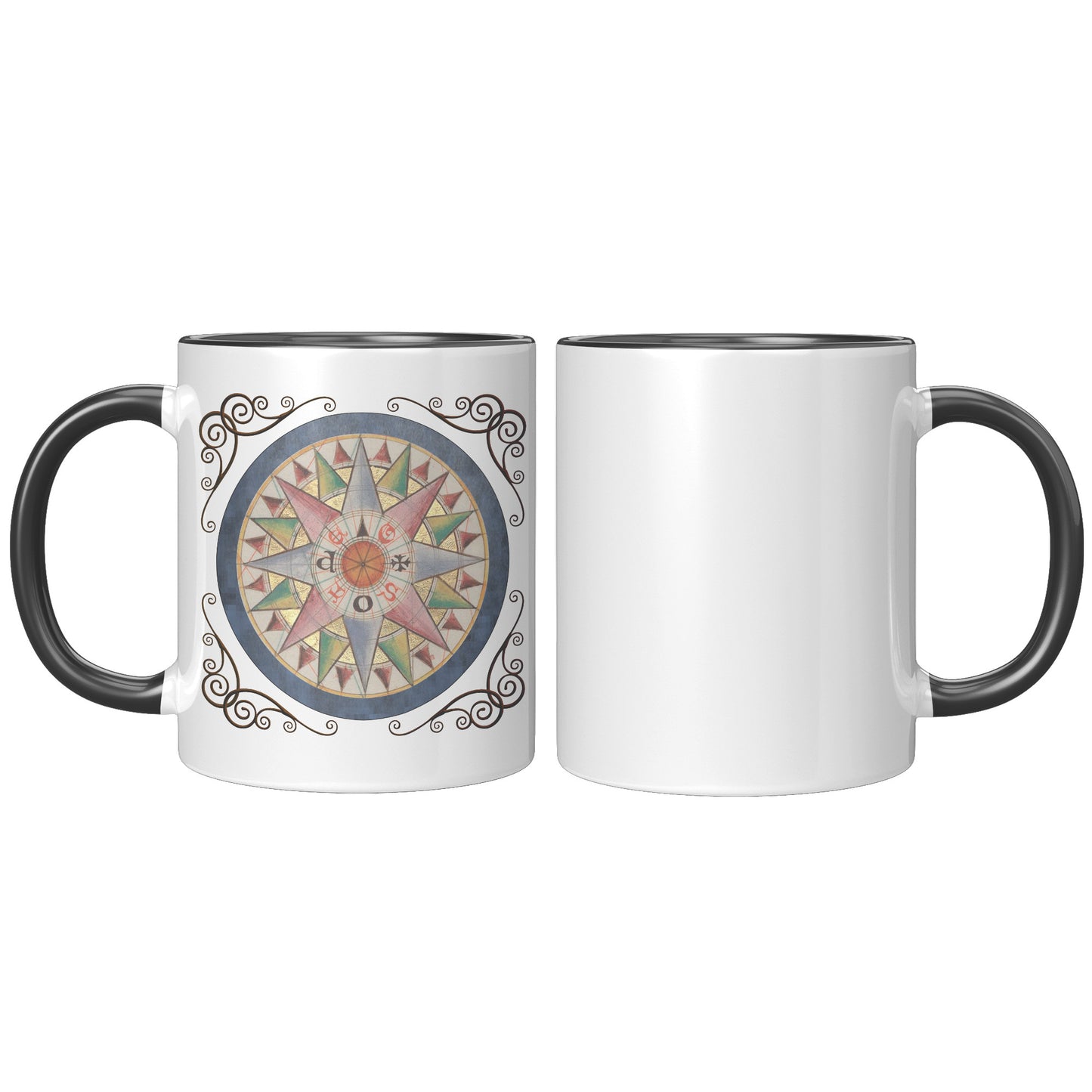 Compass Rose Accent Mug - Sea Blue