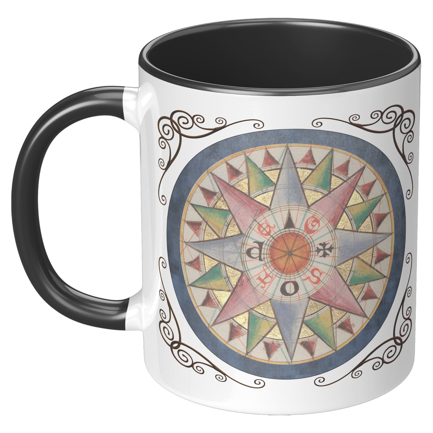 Compass Rose Accent Mug - Sea Blue