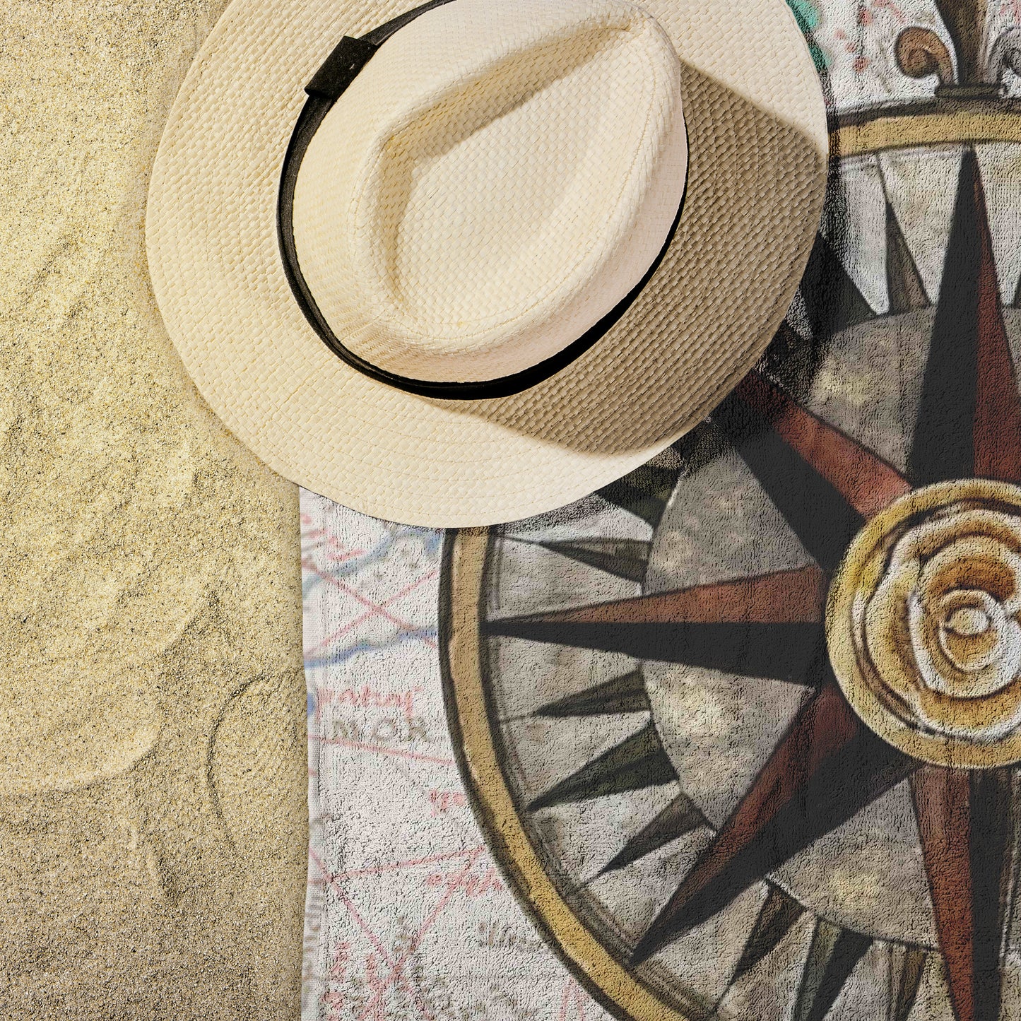 Compass Rose Beach Towel - Golden Rose