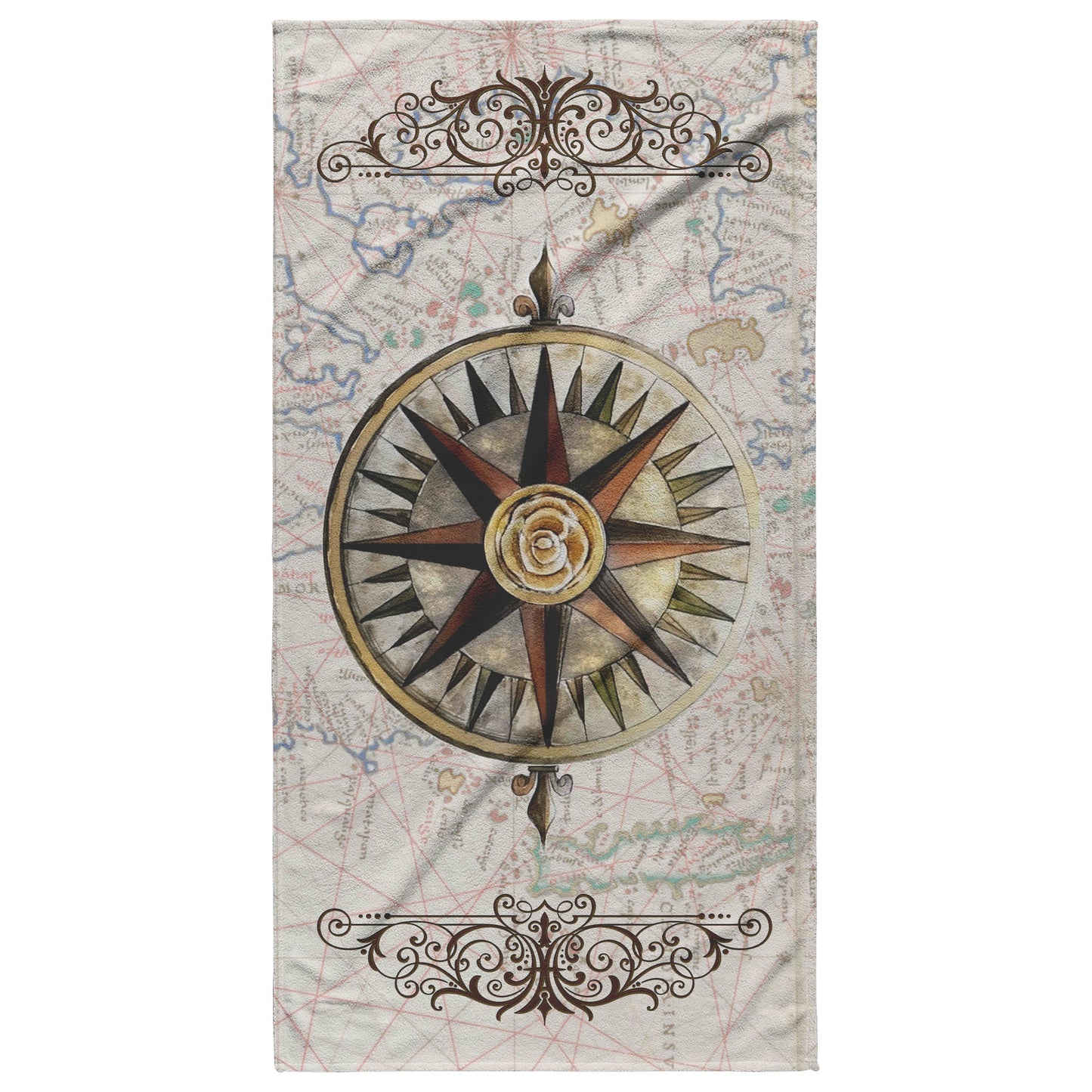 Compass Rose Beach Towel - Golden Rose