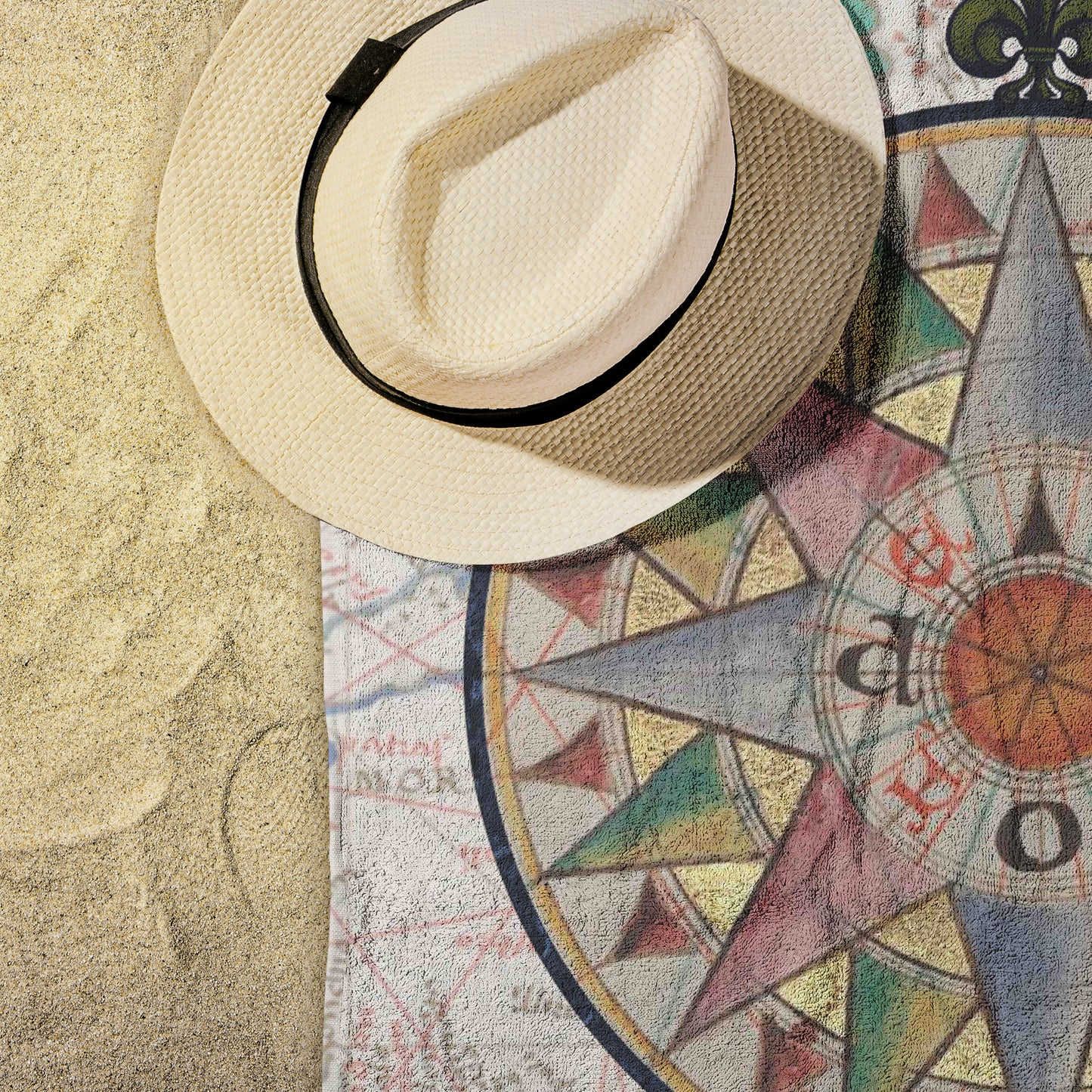Compass Rose Beach Towel - Sea Blue