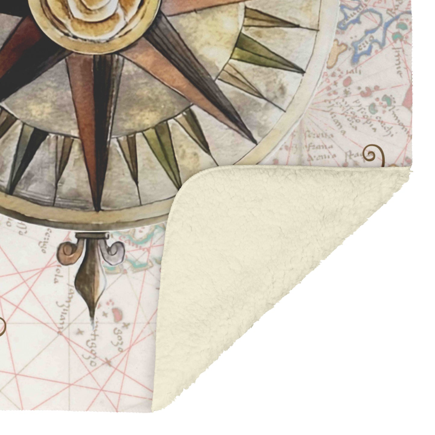 Compass Rose Fleece Blanket - Golden Rose