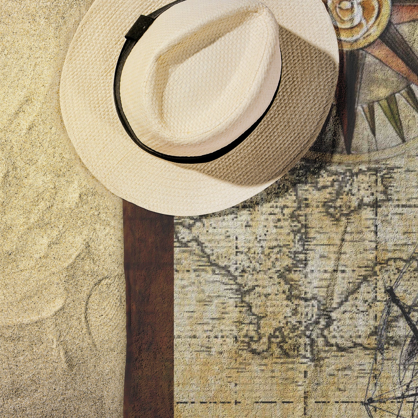 Compass Rose Tall Ship Beach Towel