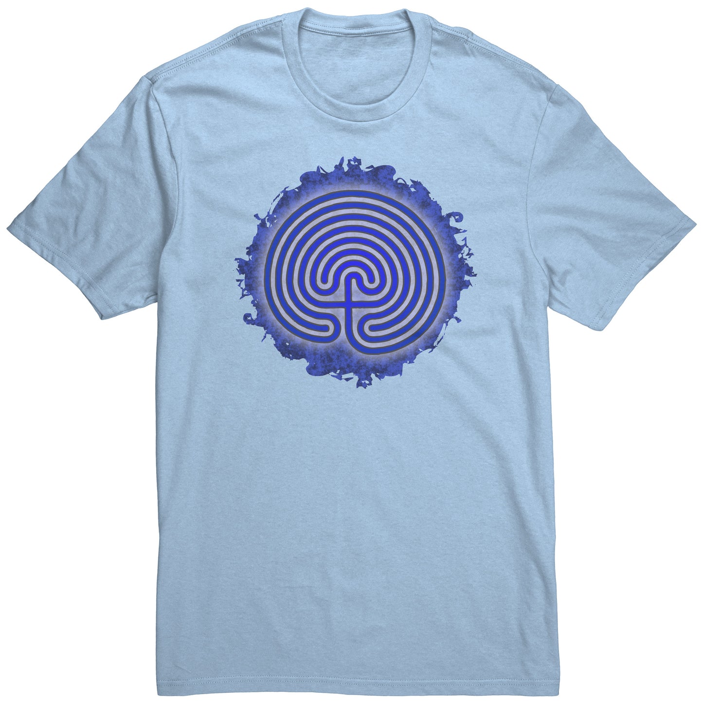 Cretian Labyrinth Blue Grunge Unisex T-shirt