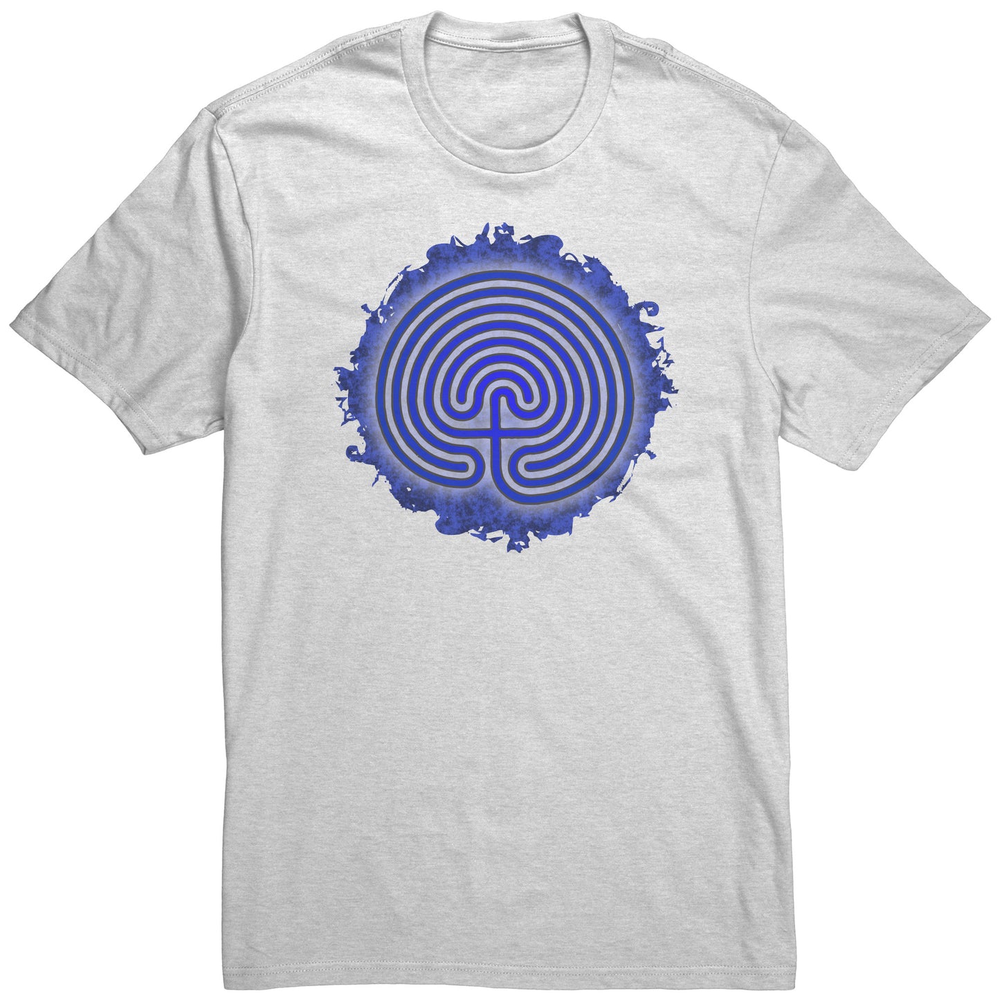 Cretian Labyrinth Blue Grunge Unisex T-shirt