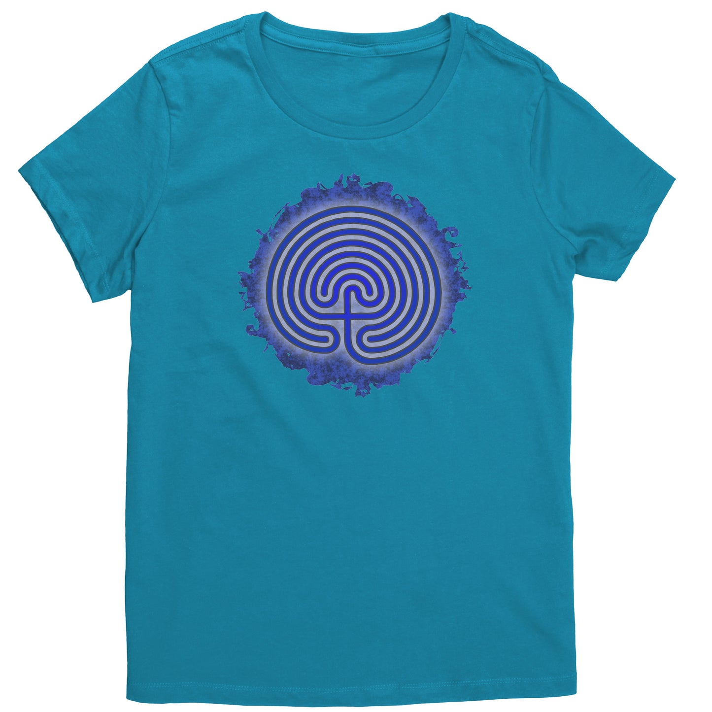 Cretian Labyrinth Blue Grunge Women's T-shirt