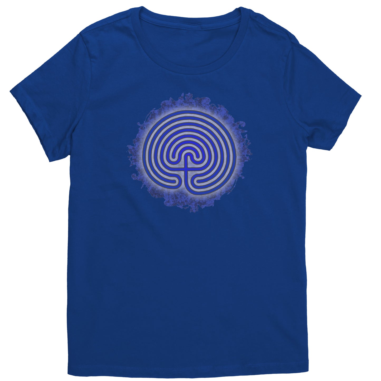 Cretian Labyrinth Blue Grunge Women's T-shirt