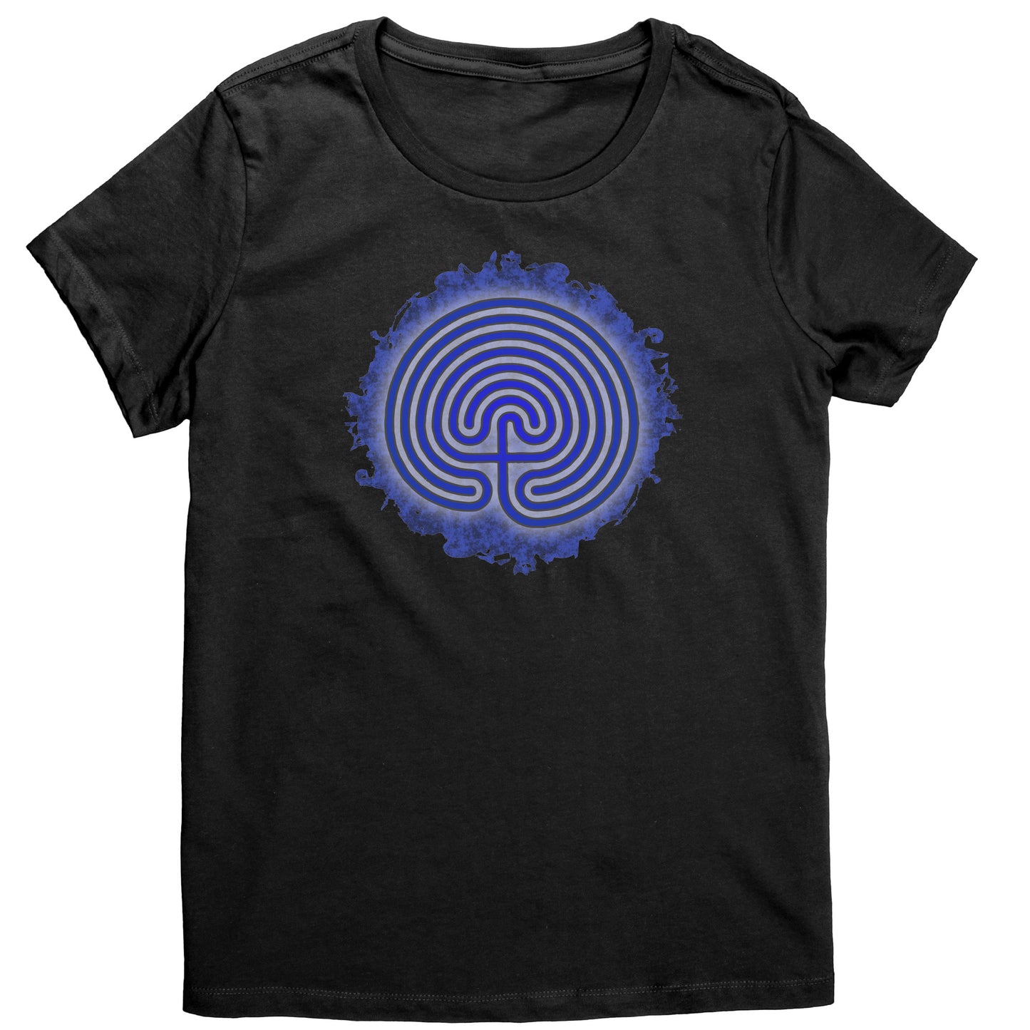 Cretian Labyrinth Blue Grunge Women's T-shirt