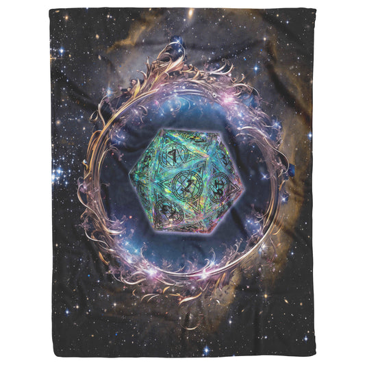 D20 Cosmic Mirror Fleece Blanket