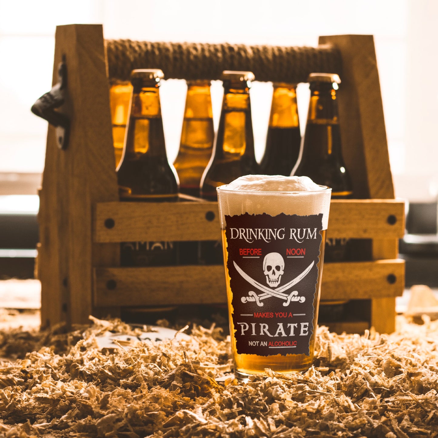 Drinking Rum Before Noon Pirate Piint Glass