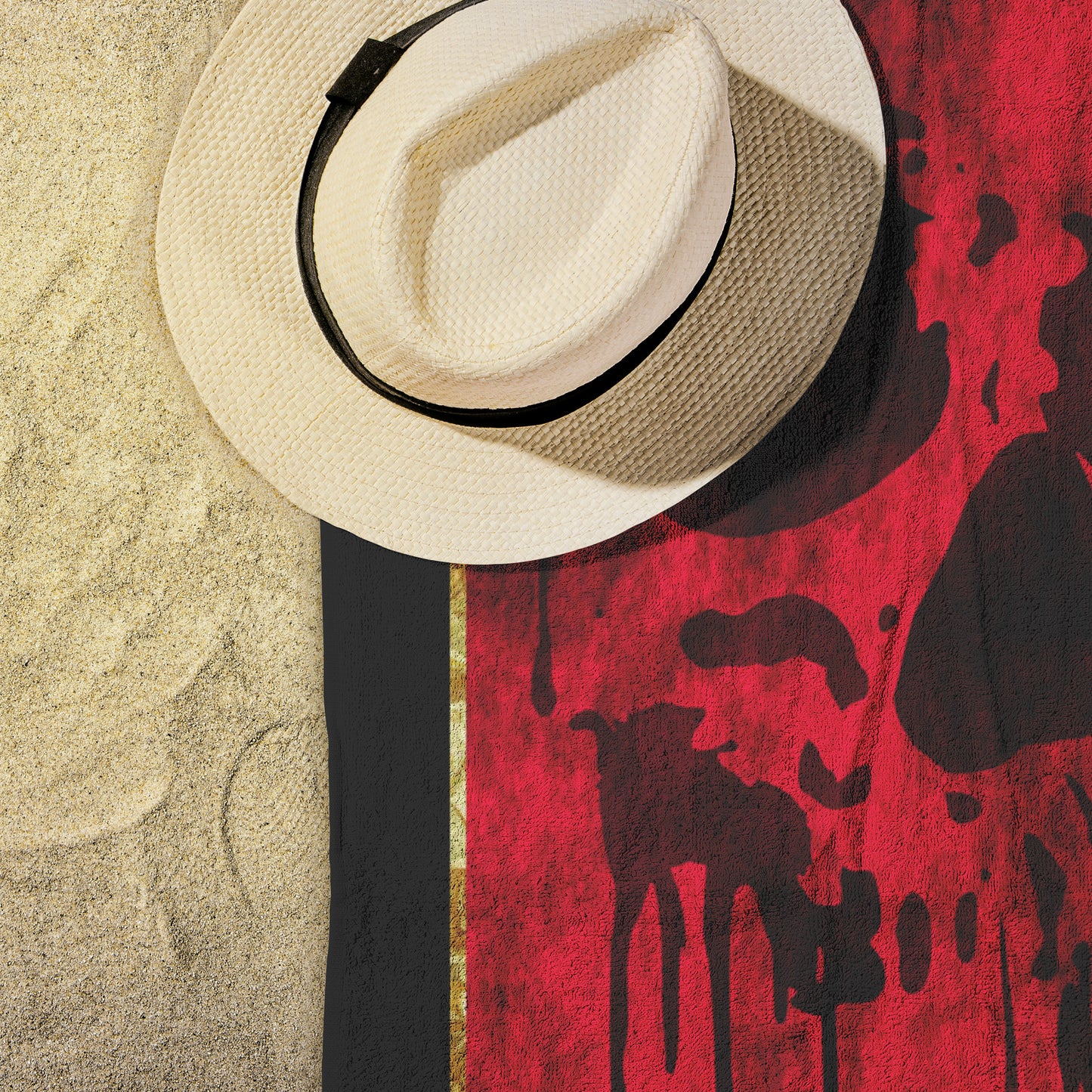 Drip Skull Beach Towel - Red