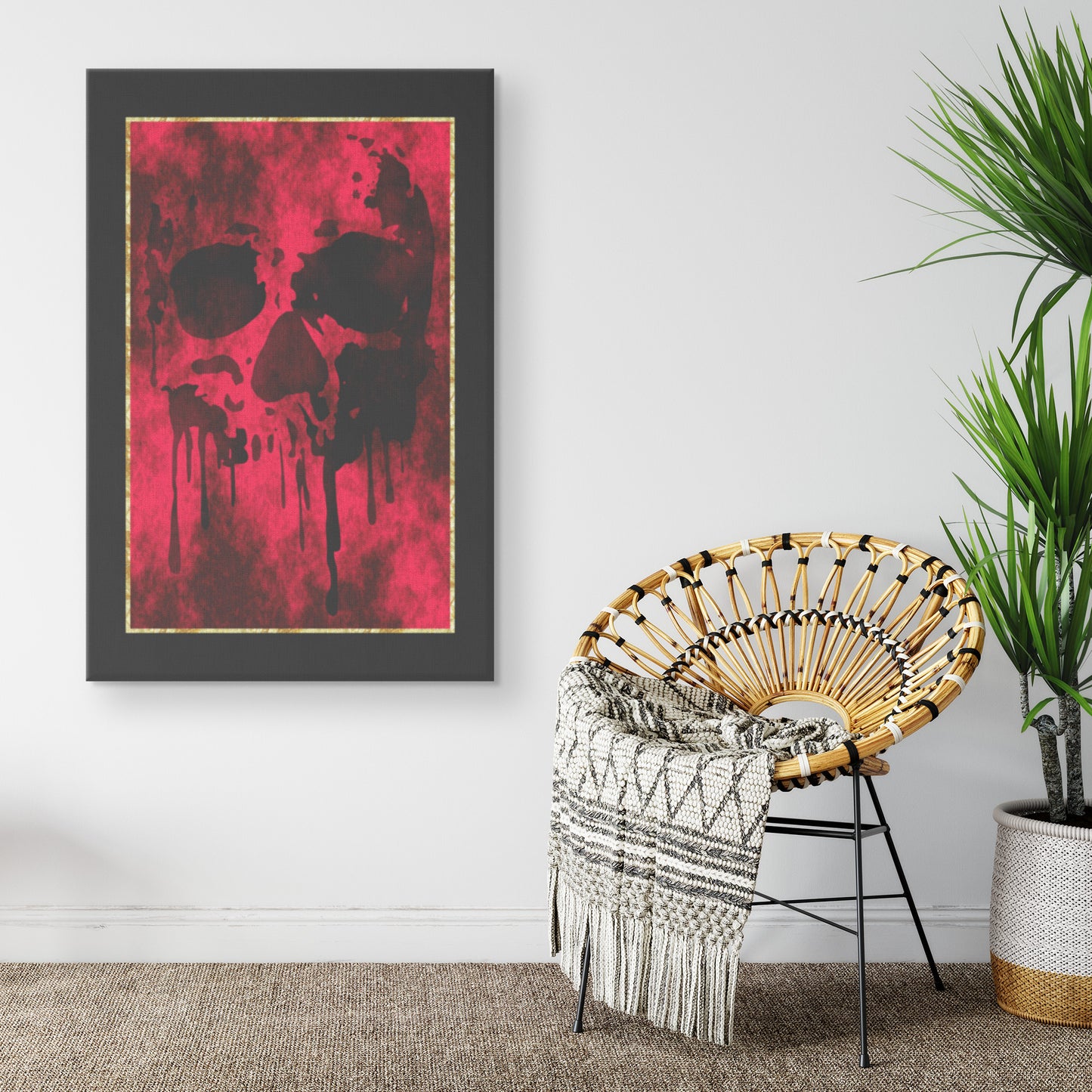 Drip Skull Canvas Print - Red