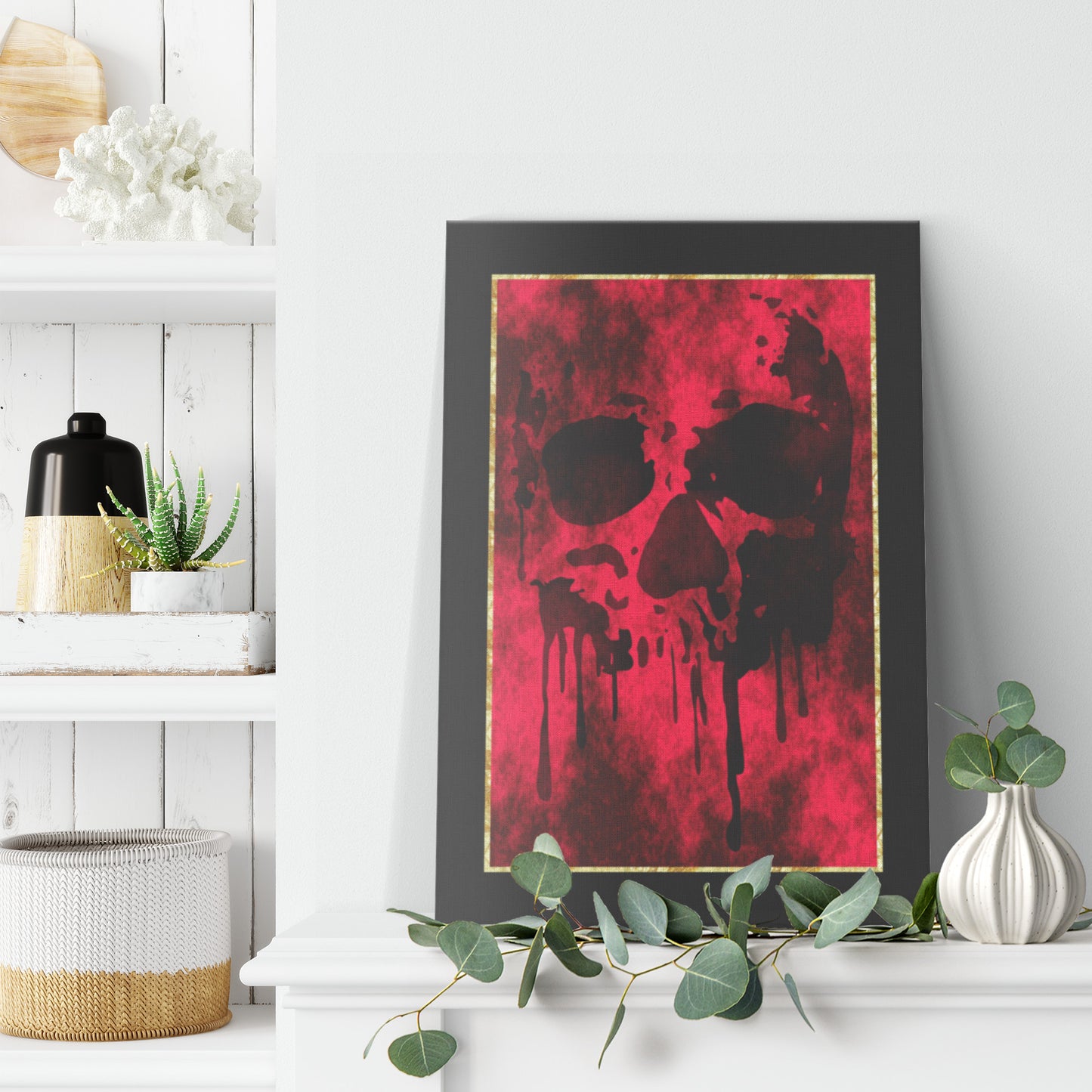 Drip Skull Canvas Print - Red