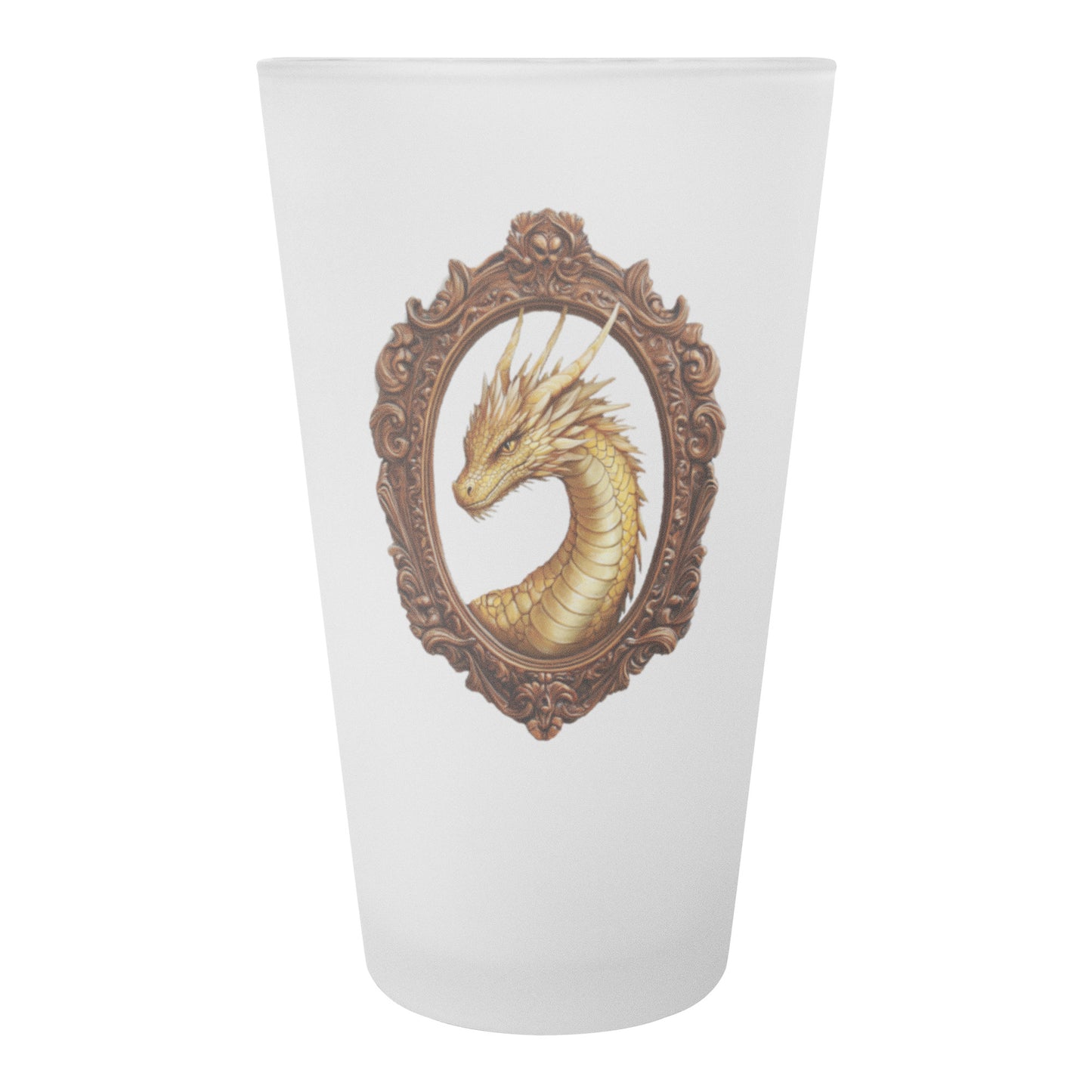 Gold Dragon Frosted Pint Glass