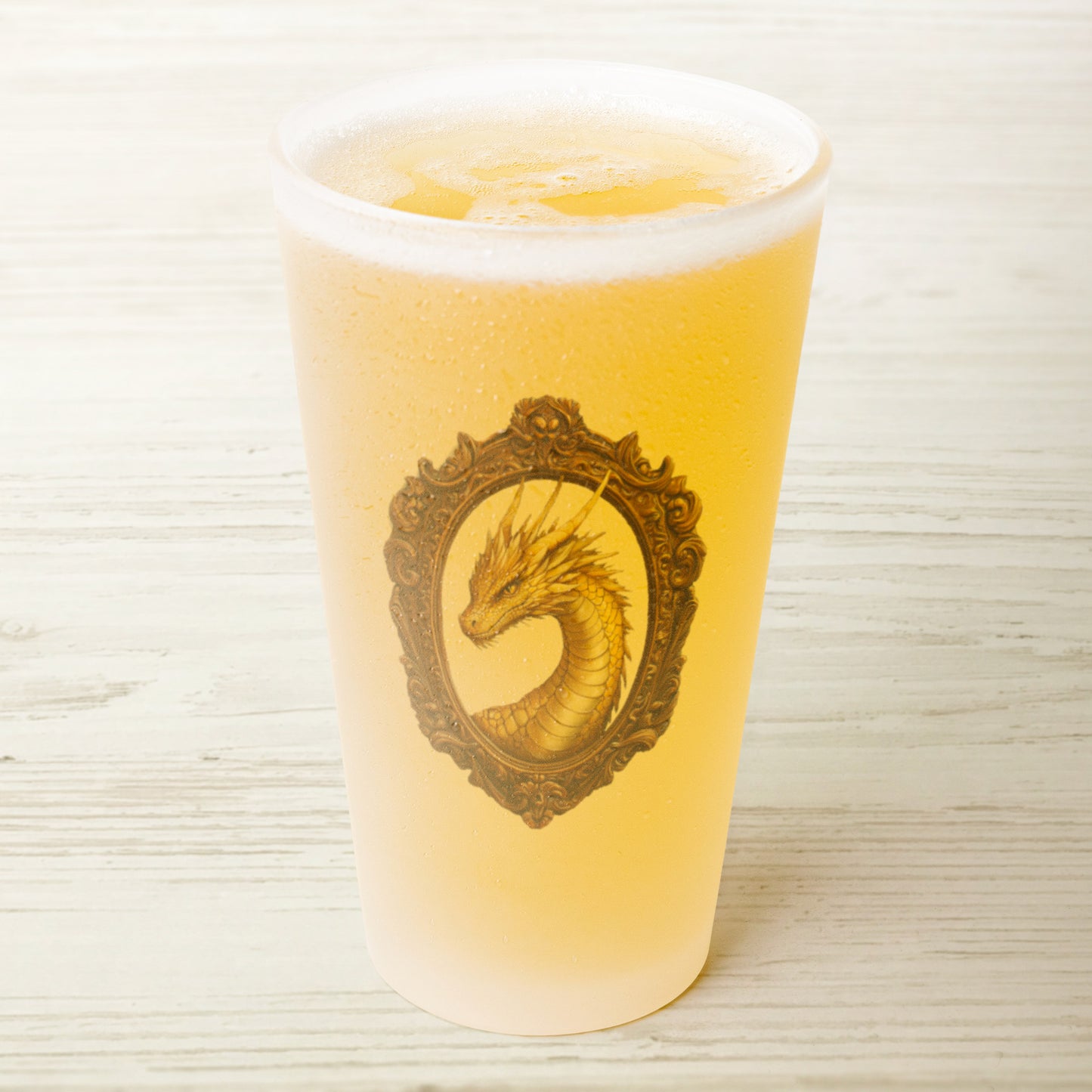 Gold Dragon Frosted Pint Glass