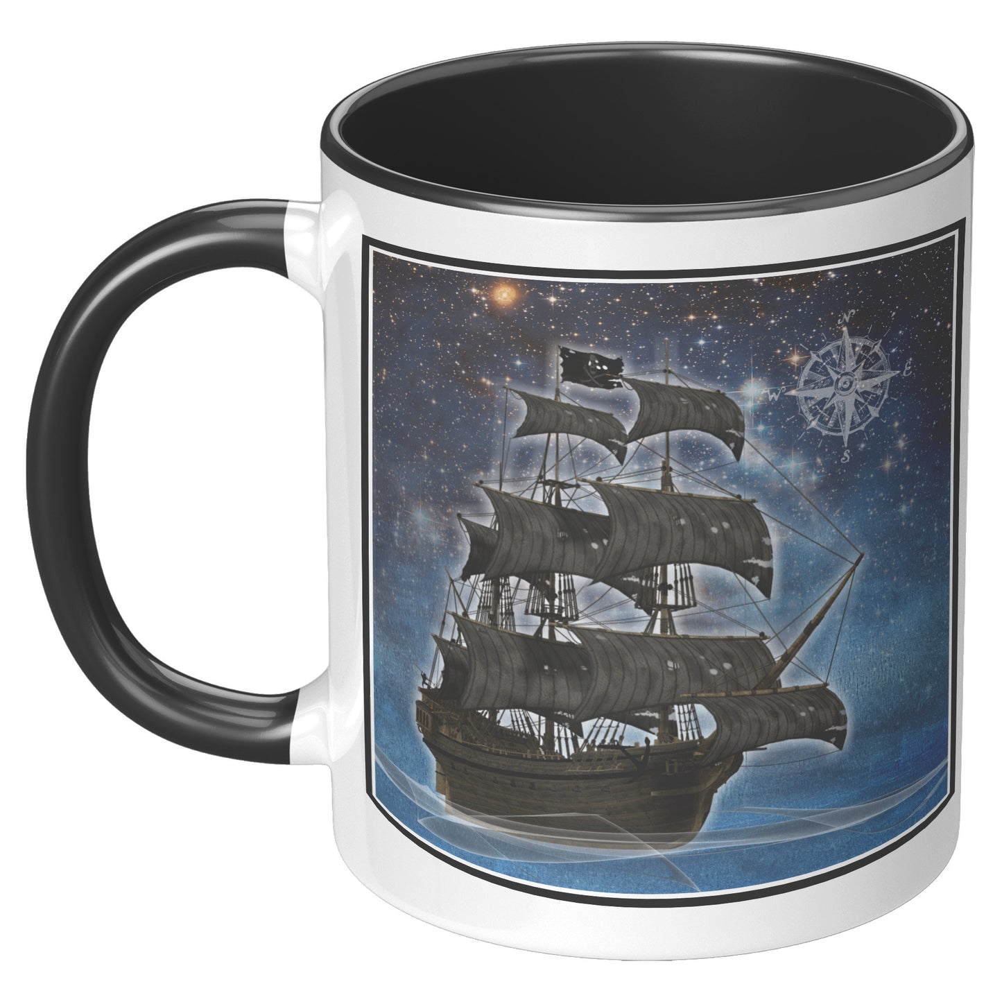Pirate Ghost Ship Accent Mug - Blue