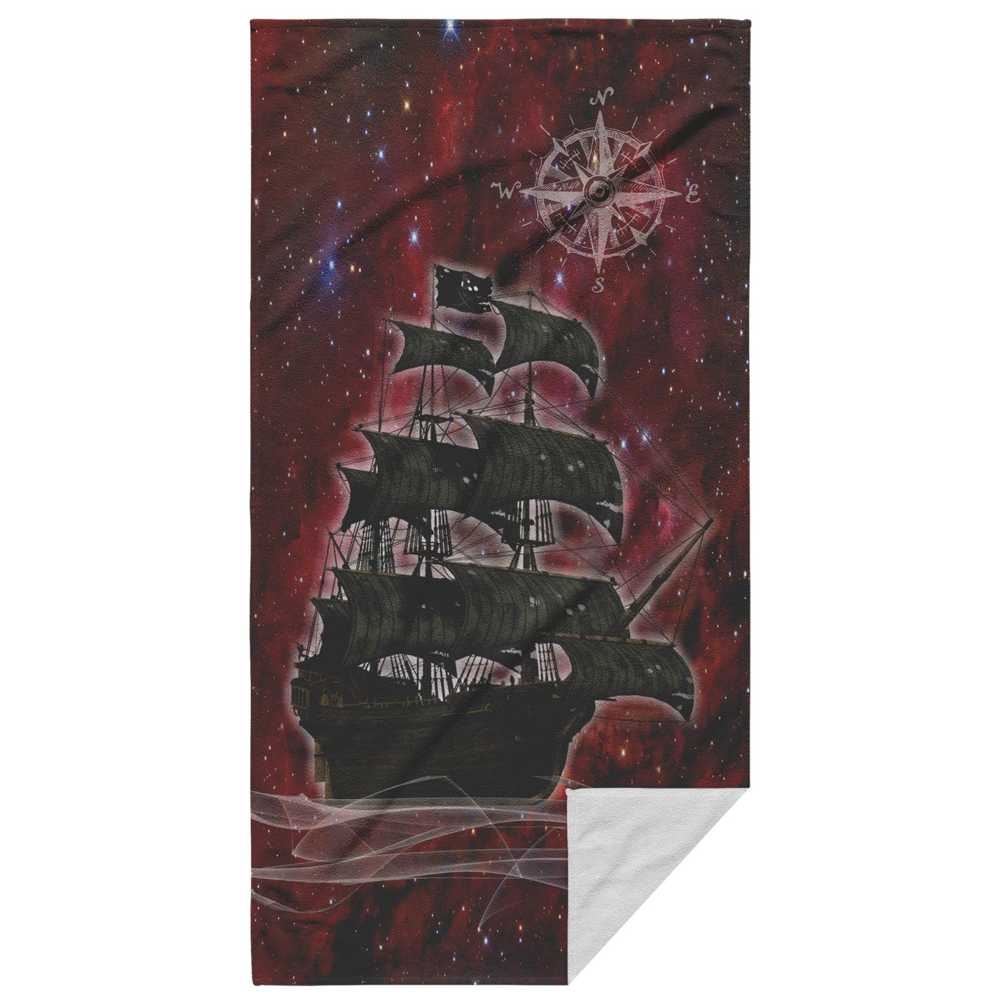 Pirate Ghost Ship Beach Towel - Burgundy