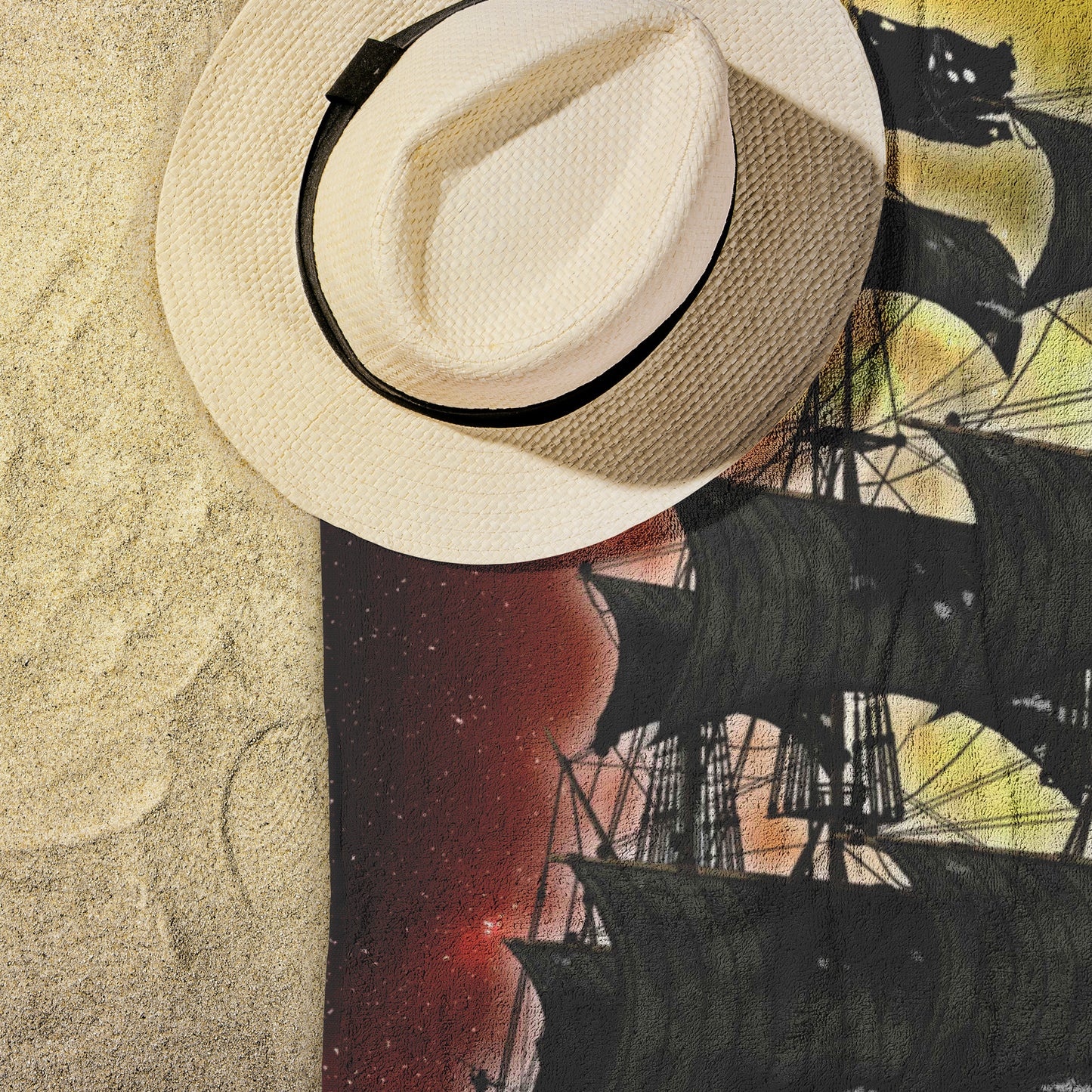Pirate Ghost Ship Beach Towel - Fire