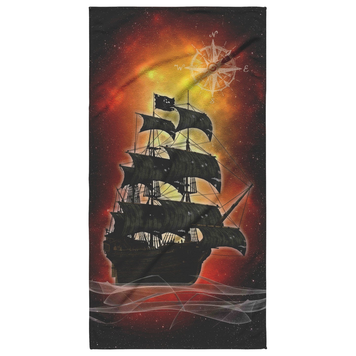 Pirate Ghost Ship Beach Towel - Fire