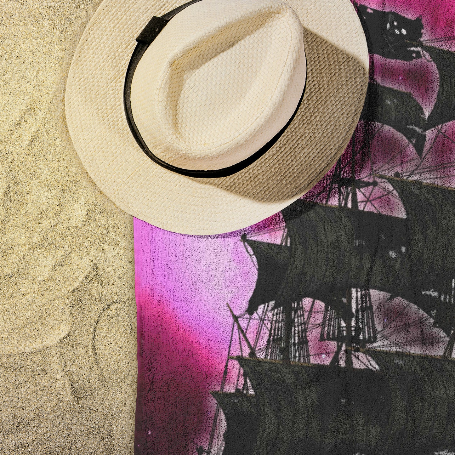 Pirate Ghost Ship Beach Towel - Fuchsia