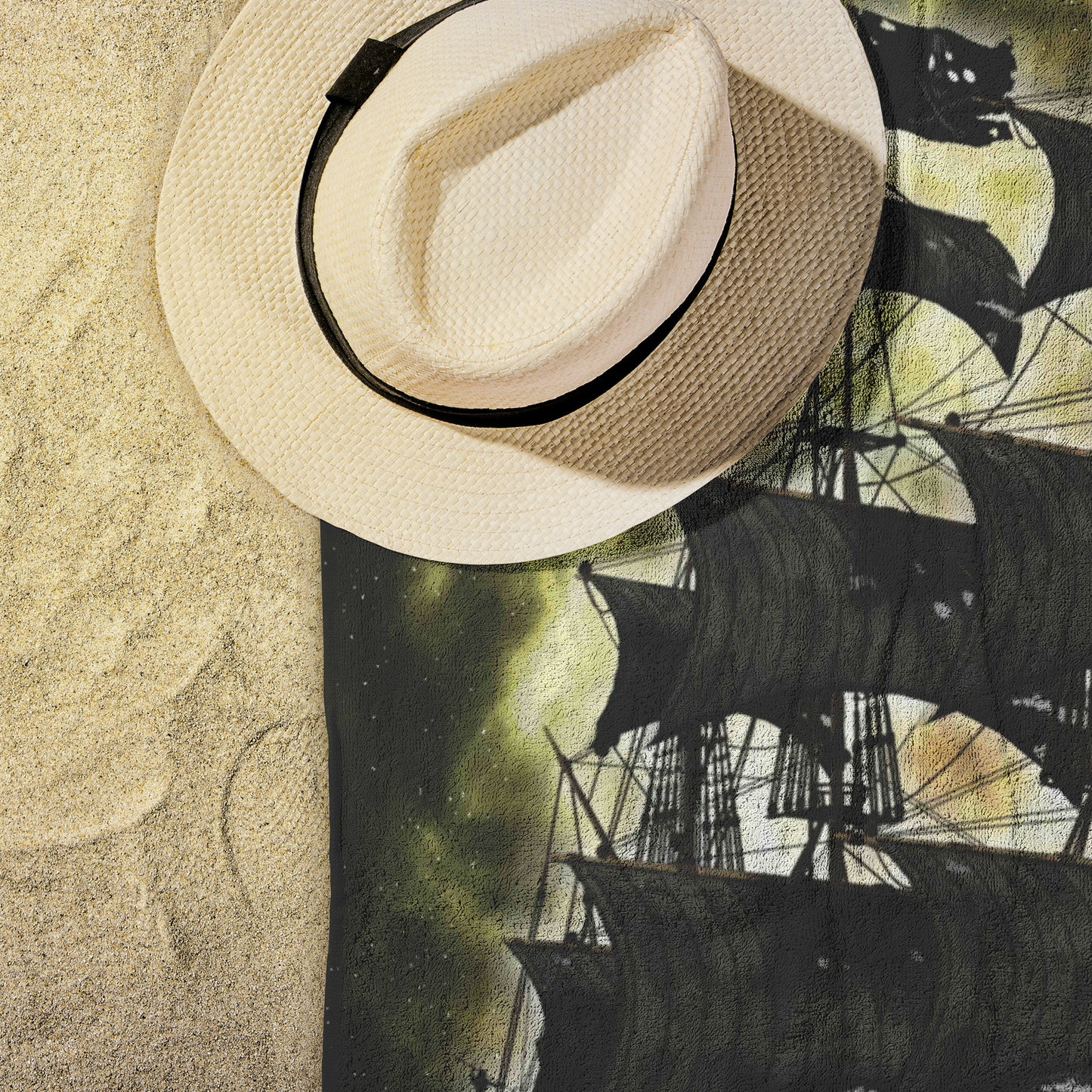 Pirate Ghost Ship Beach Towel - Yellow